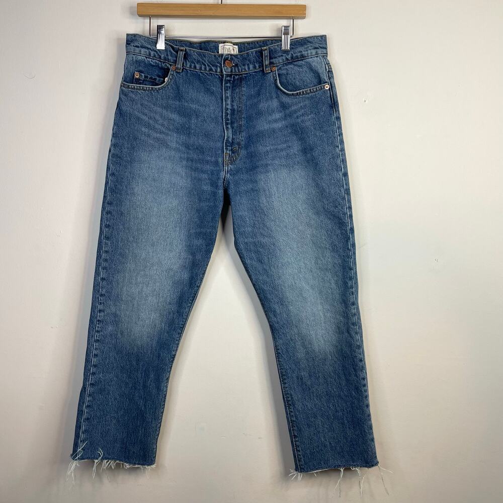 Mille Denim Brooke Mid Rise Slim Fit Jean Rigid Cotton Ankle Length Raw Hem 33